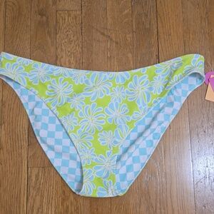 NINETY-NINE BRAND WOMAN'S JUNIOR PLUS BLUE & GREEN BATHING SUIT BOTTOM SIZE XXL